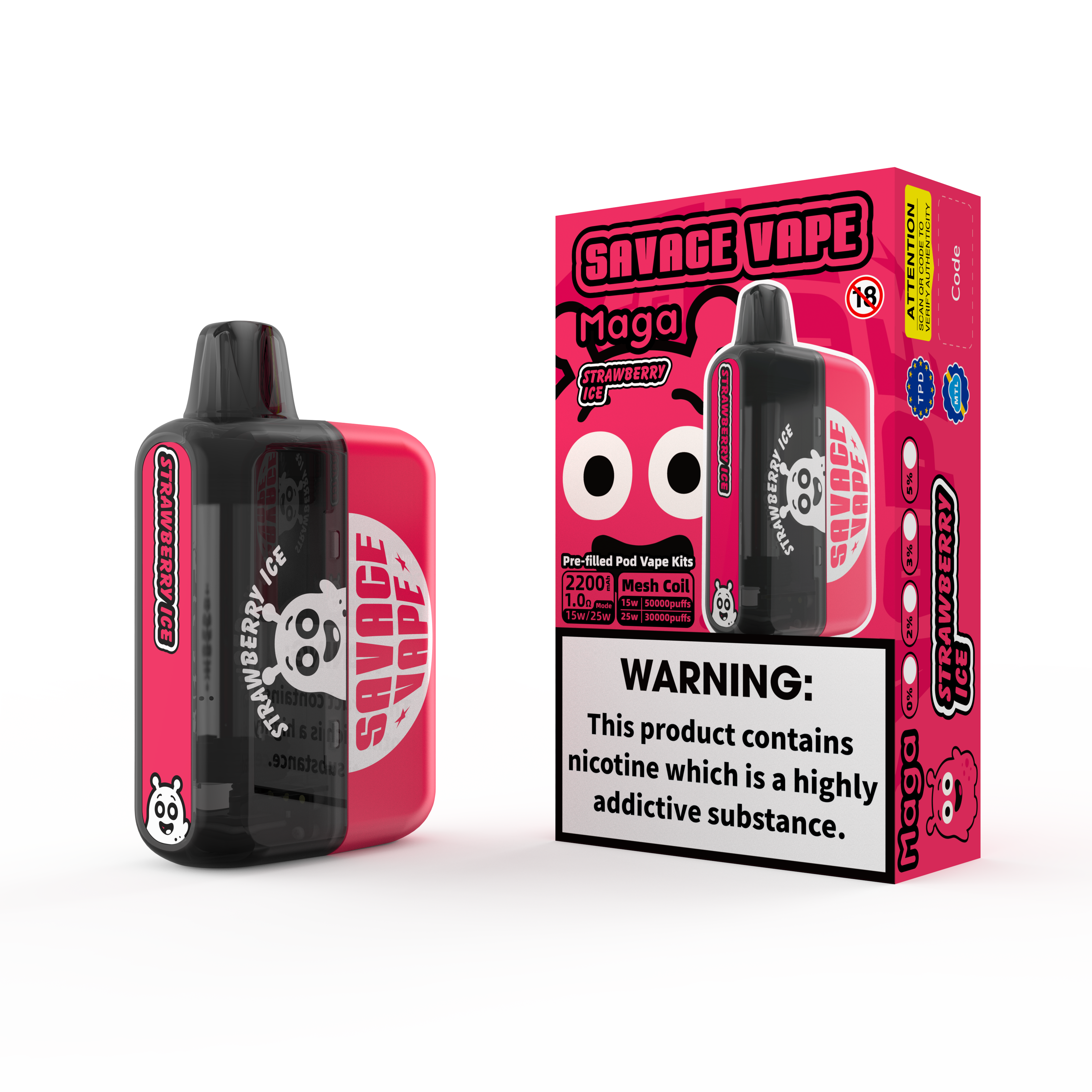 2025 NOVO DESIGN DESIGN UE Savage Maga 50000 Puff Kits de cartucho preenchidos pré-cheios de cartuchos de cartuchos de 50 km de mira descartável