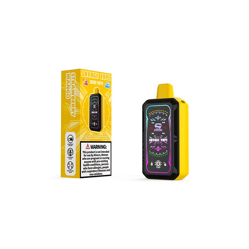 Alemanha Warehouse Savage S Power 30k Puff 30000 Cigarro eletrônico Vaper descartável com tela de exibição completa de potência ajustável -Strawberry Mango