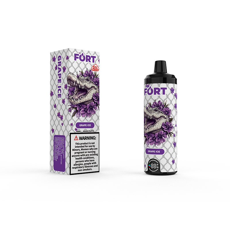 SAVAGE FORT SHISHA 45000 PUFF 45k Vape descartável DTL E Cigarro Al Fakher com fluxo de ar ajustável - gelo de uva