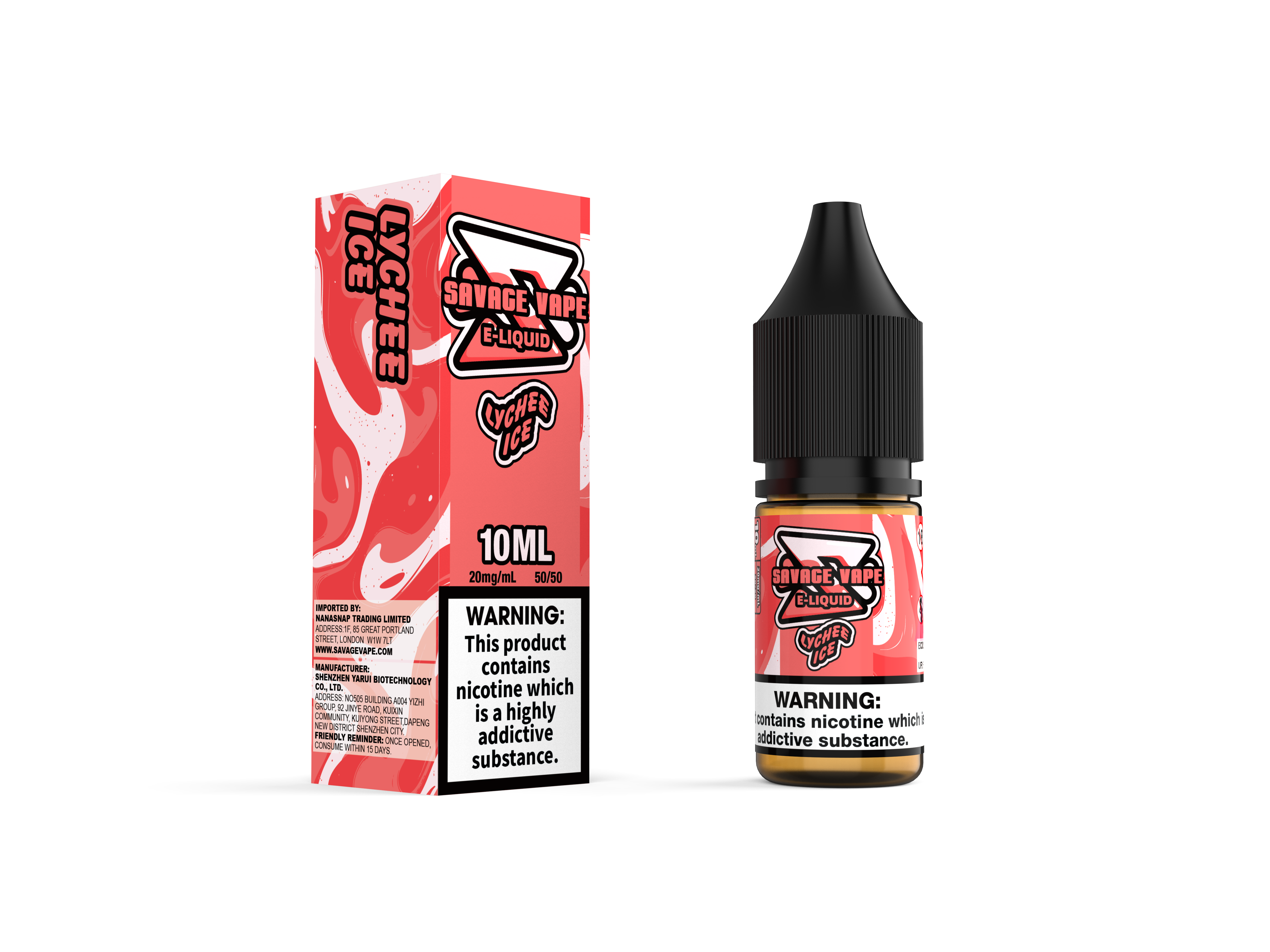 Savage vape e suco de 2mg de nicotina sal 10ml TPD-lychee Ice