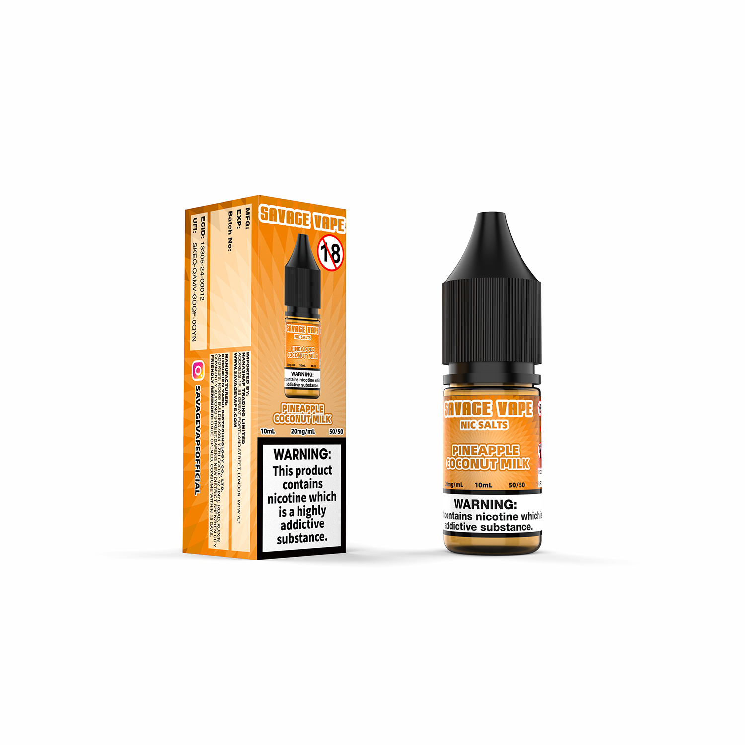 Savage Vape Abacaxi Leite de Coco Nic Salt E-líquido 20mg 2ml TPD