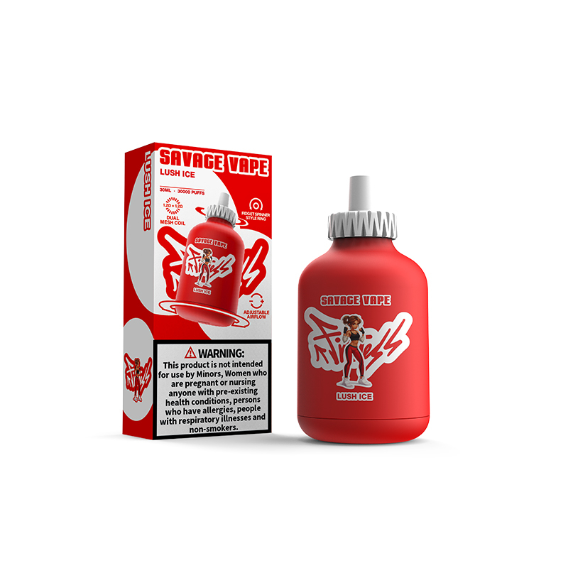 Atacado Savage Fitness 30000 Puff 30K Vape Descartável E Cigarro Fluxo de Ar Ajustável 30ml 50mg Nic Sal Líquido - Gelo Exuberante