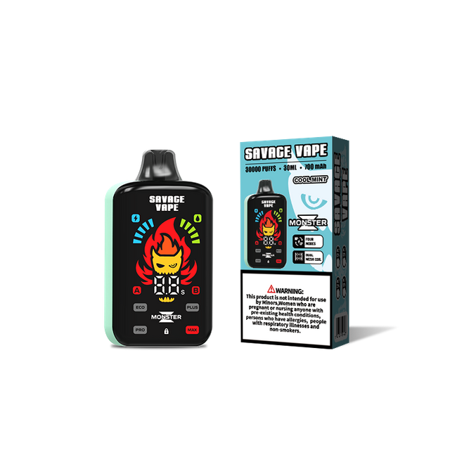 Atacado Savage Vape Monster Z 30000 Puff 30k Vape descartável E Cigarro Bobina de malha dupla-Cool Mint