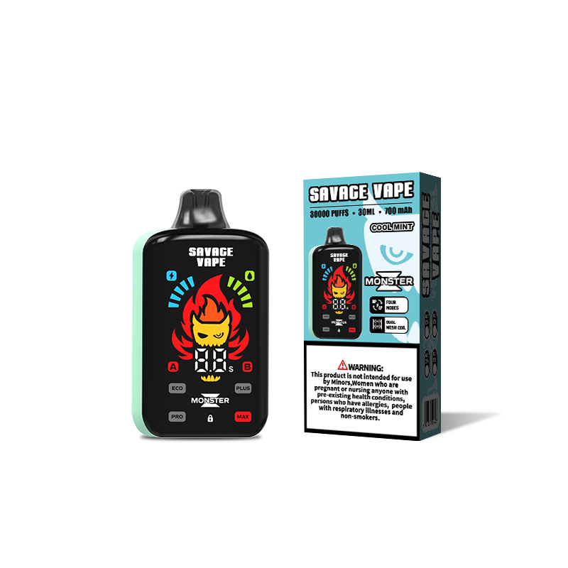 Atacado Savage Vape Monster Z 30000 Puff 30k Vape descartável E Cigarro Bobina de malha dupla-Cool Mint