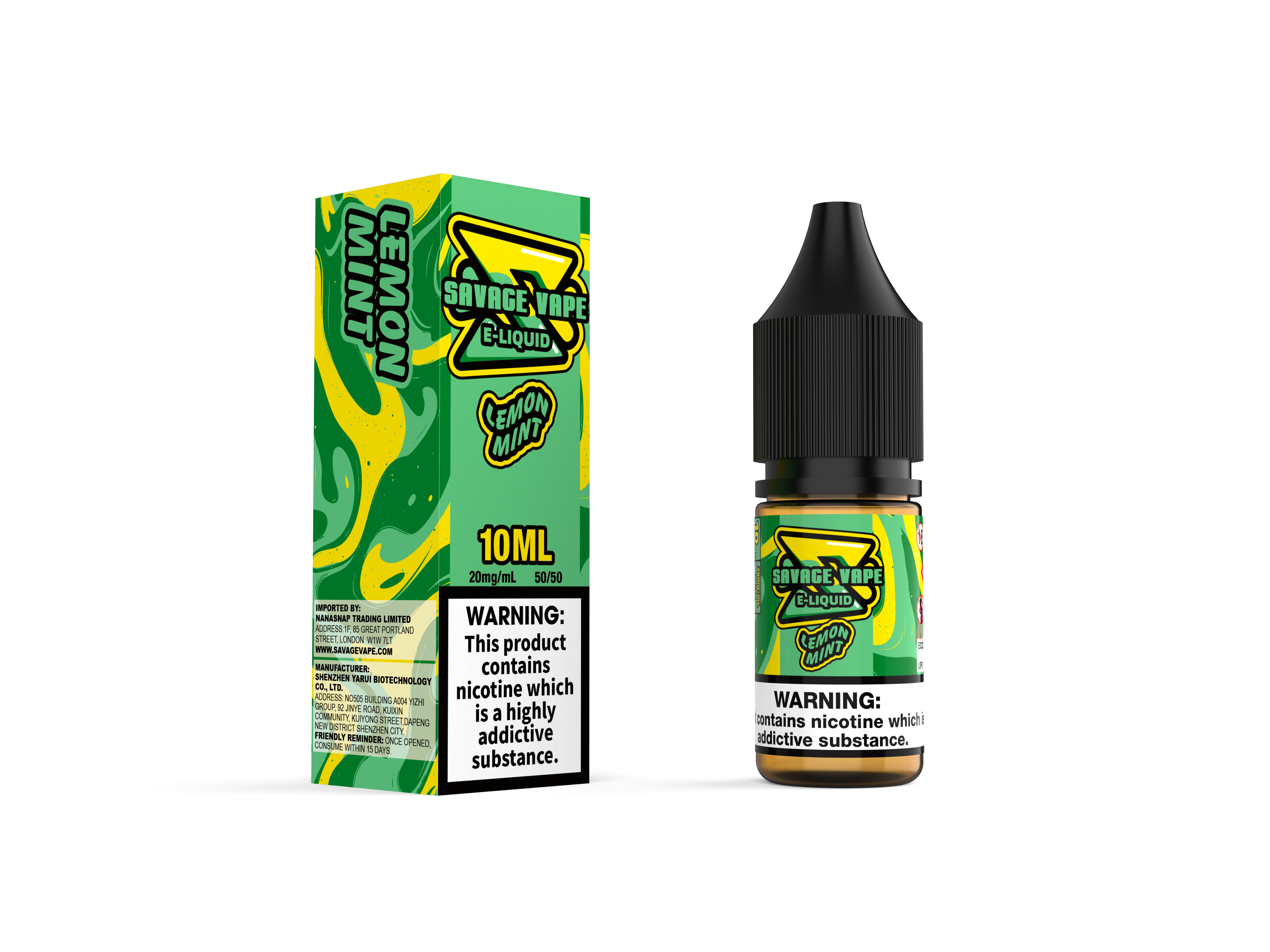 Savage vape e suco de 2 mg de nicotina sal 10ml TPD-Lemon Mint