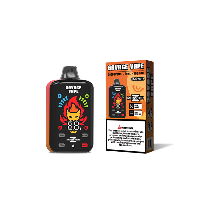 Monstro Savage original Z 30000 Puff 30k Vape E Vape E cigarro dupla bobina de malha 5% Nic Salt- maçã gelo