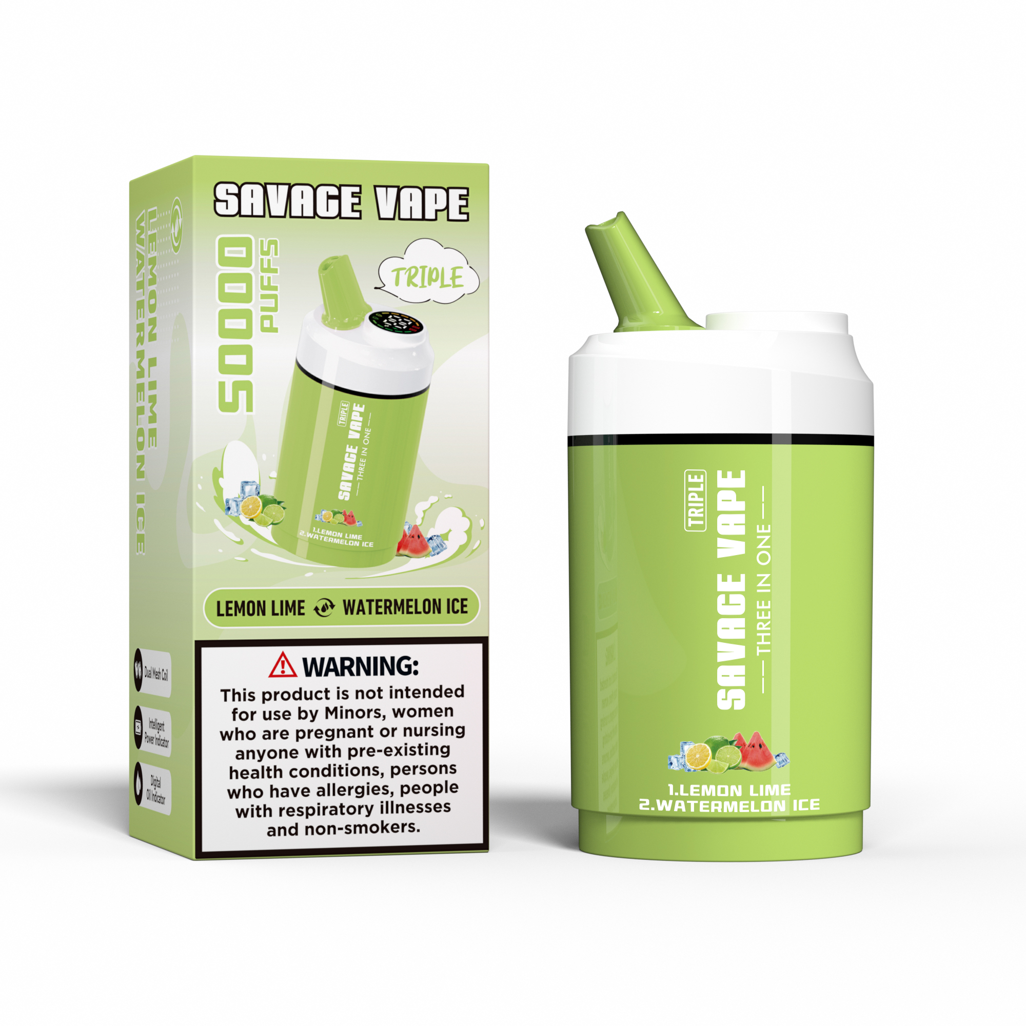 Savage vape triplo 50000 sopros 50k três em um 3 em 1 Vape descartável Vape Double Flavor-Triple Melon & Pineapple LCE