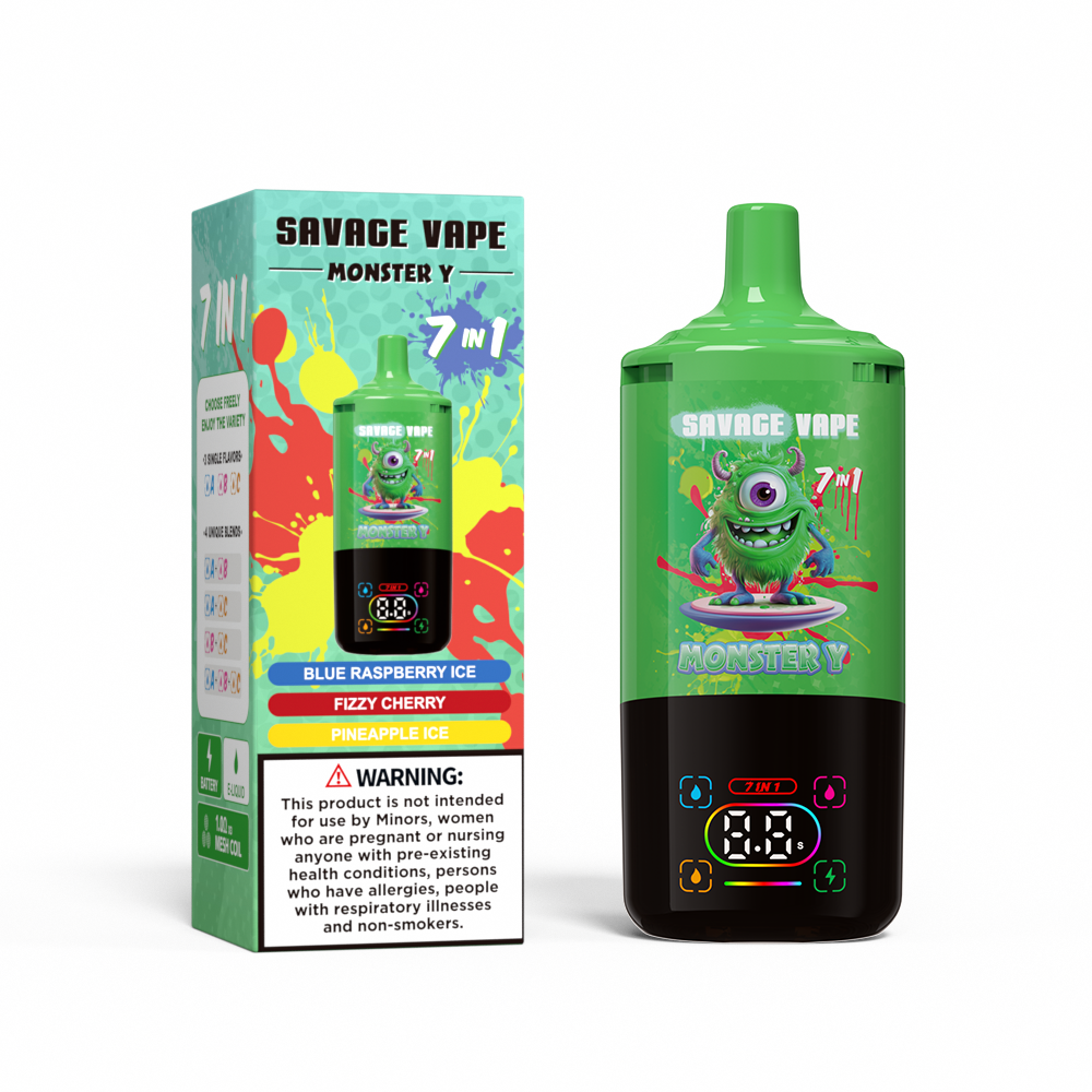 MONSTRO DE SAVIMENTO DE VENDA DE TOPA Y 80000 POFGO 65000 50000 E Cigarro 7 em 1 malha dupla Bobina de malha Smart Display 30+30+30ml E-líquido EU Vape descartável 80K 65k 50k-azul-branque