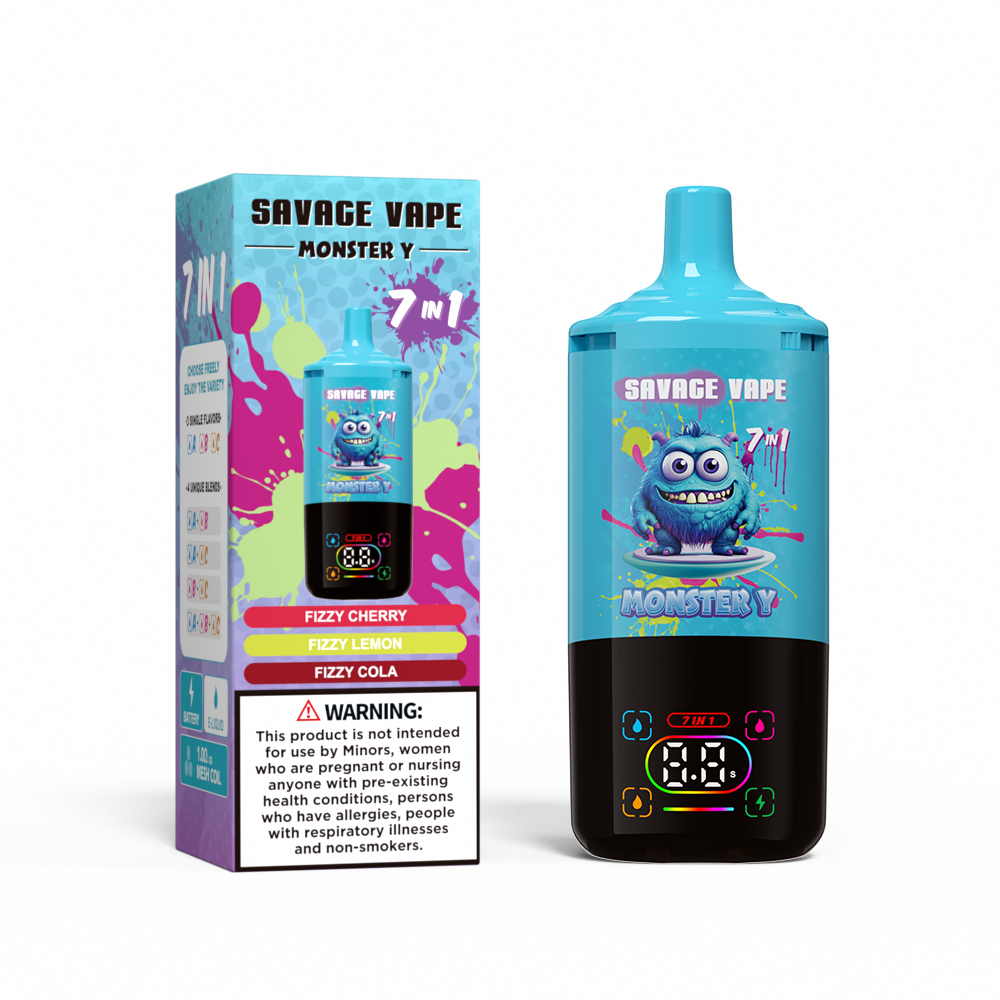 MONSTRO DE SAVERAÇÃO DE VENDA DE TOPA Y 80000 POFGO 65000 50000 E Cigarro 7 em 1 Mesh dupla Bobina Smart Display 30+30+30ml E-líquido EU Vape descartável 80k 65k 50k-Fizzy Cherry & Fizzy Lemon