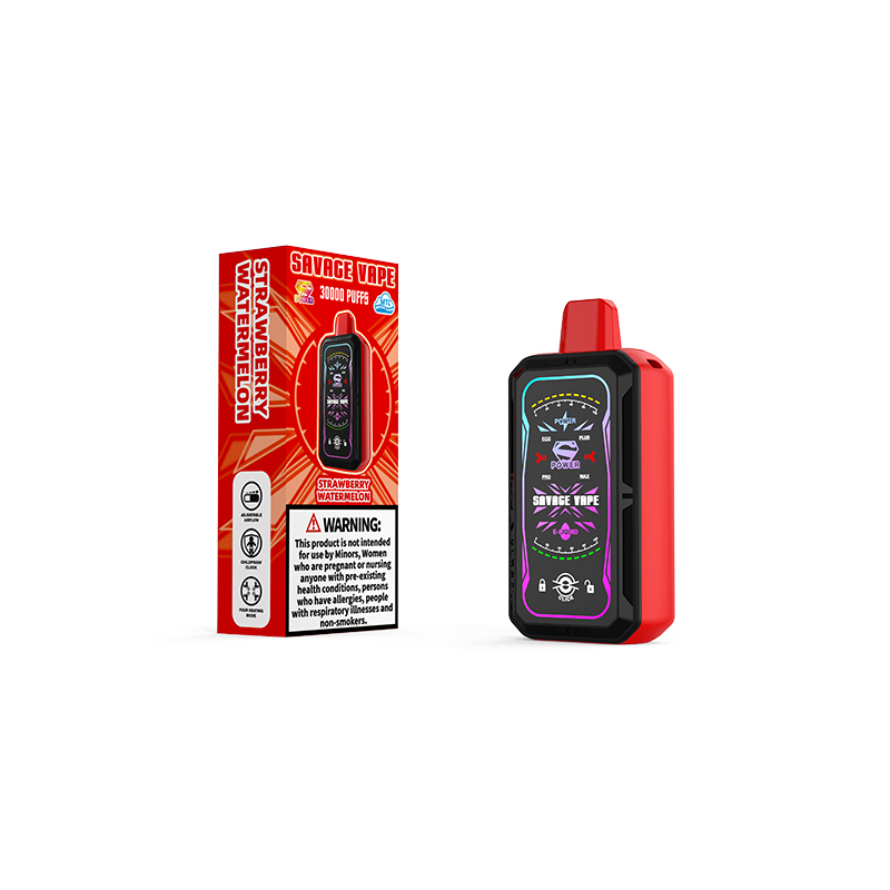 Savage S Power 30k Puff 30000 Cigarro Eletrônico Vape Descartável com Tela Completa de Potência Ajustável - Melancia Morango