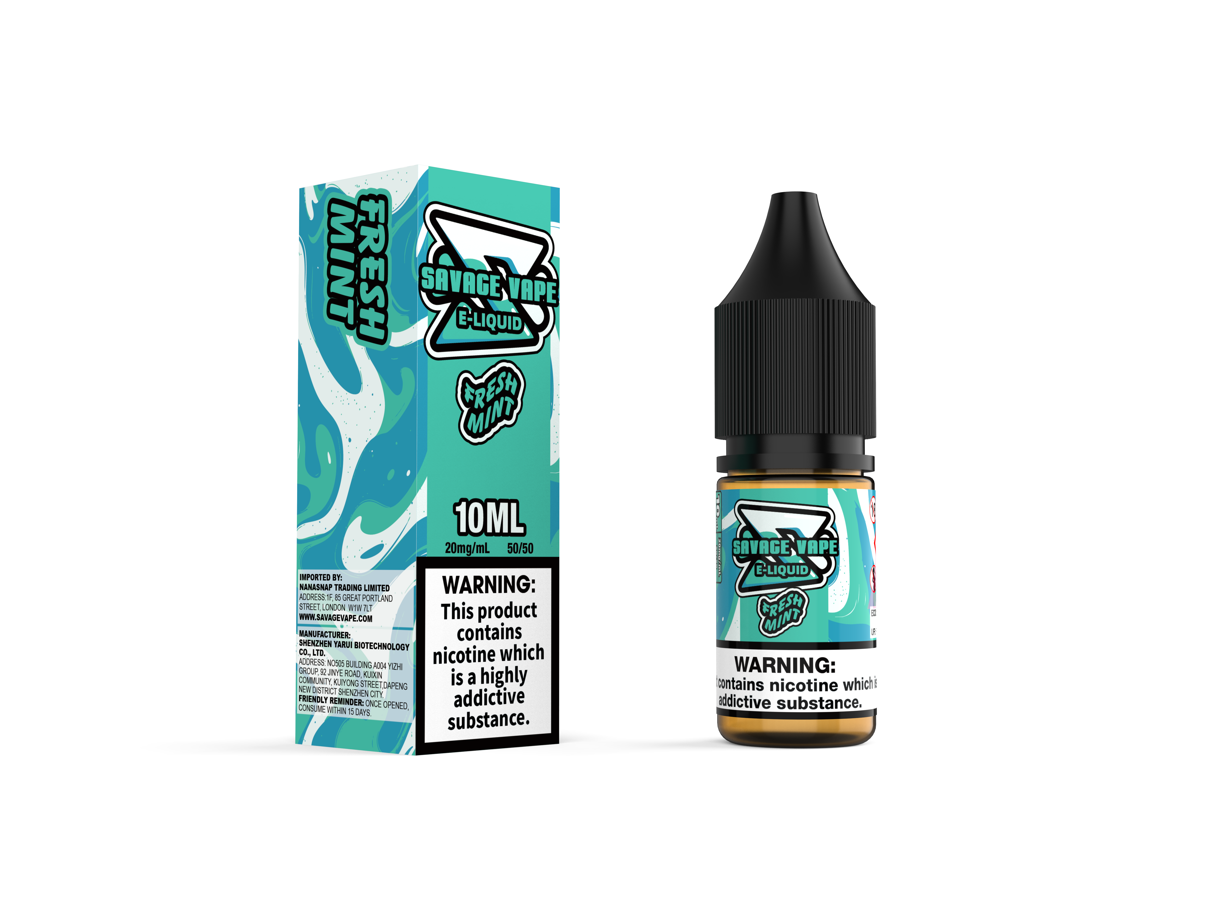 Savage vape e líquido 2mg nicotina sal 10ml tpd- menta fresca