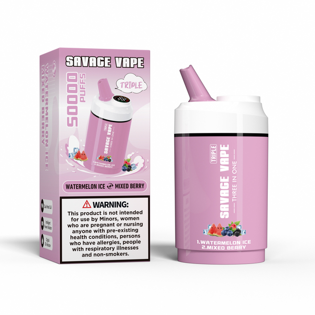 Savage vape triplo 50000 sopros 50k três em um 3 em 1 Vape descartável Vape Double Flavor-Lemon Lime & Watermelon Ice 