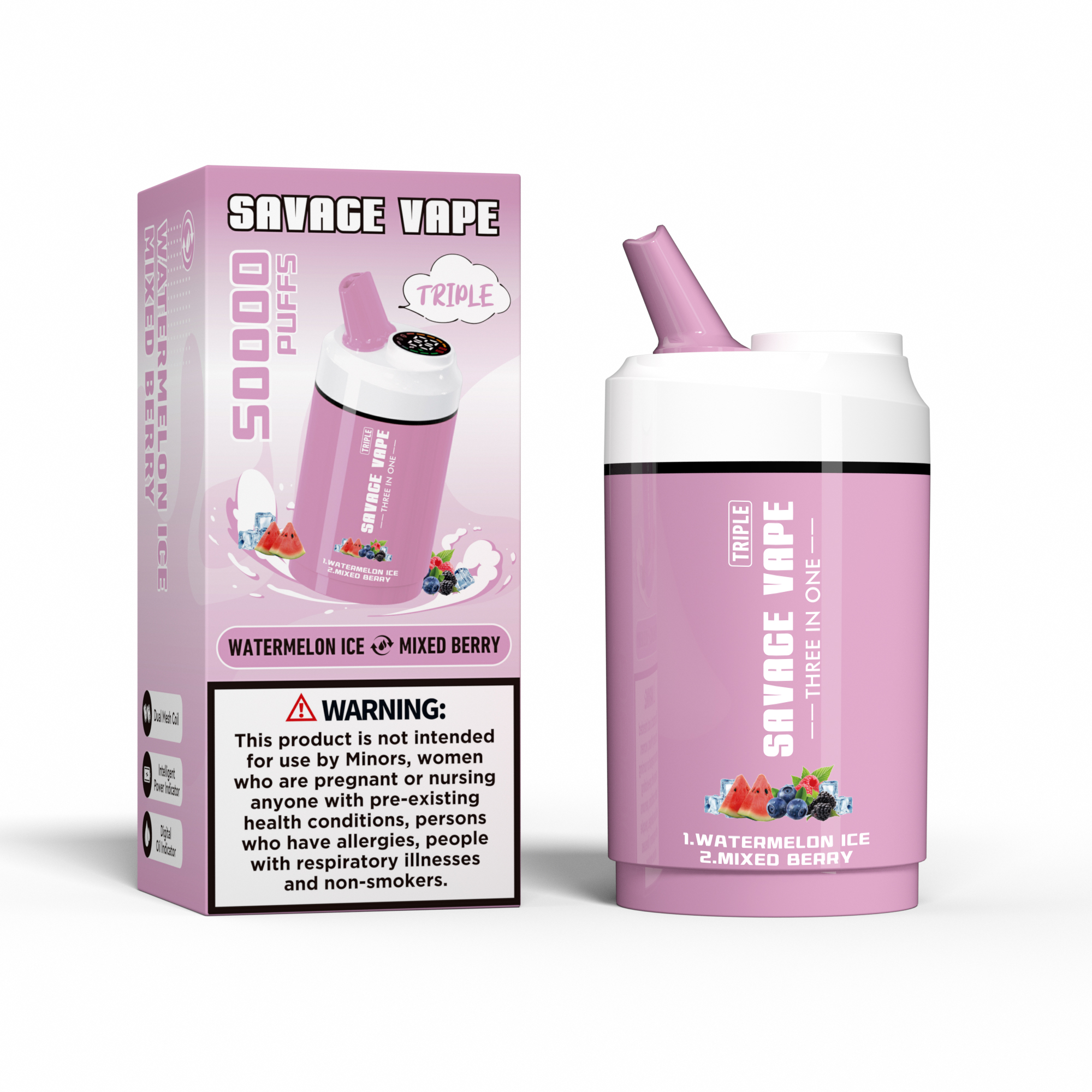 Savage vape triplo 50000 sopros 50k três em um 3 em 1 Vape descartável Vape Double Flavor-Triple Melon & Pineapple LCE