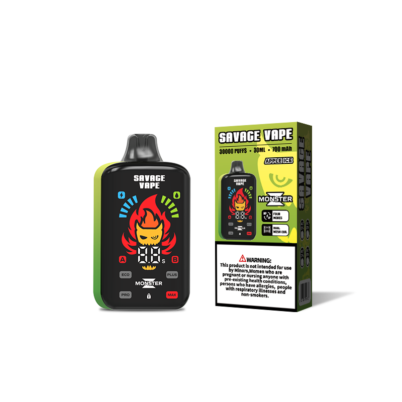 Monstro Savage original Z 30000 Puff 30k Vape E Vape E cigarro dupla bobina de malha 5% Nic Salt- maçã gelo