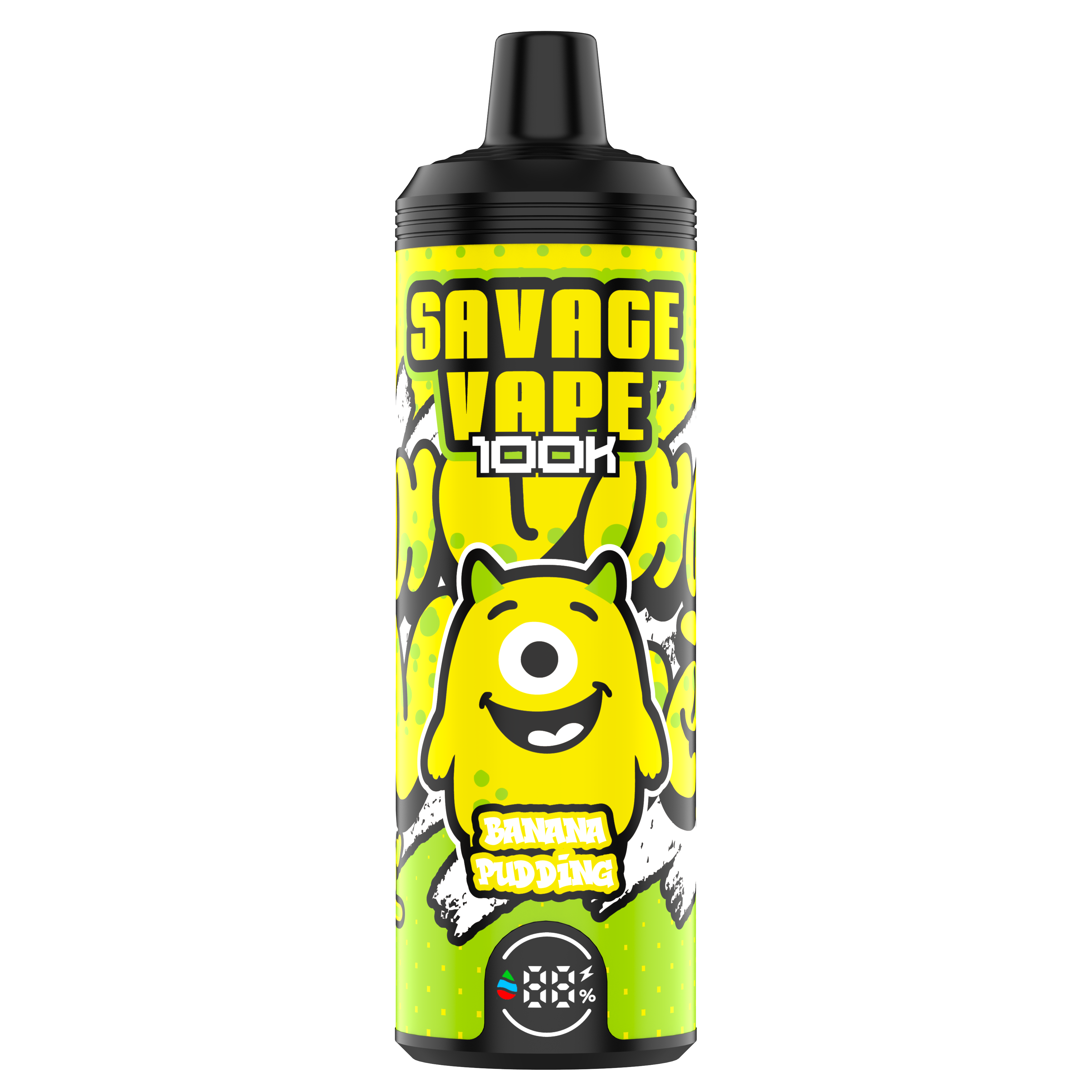 UE Warehouse Original Vape Savage MTL 100000 Puff 80000 65000 Cigarro eletrônico Vaper bobina de malha dupla 50ml E-líquido Vape descartável 100k 80k 65k-BANANA Pudim