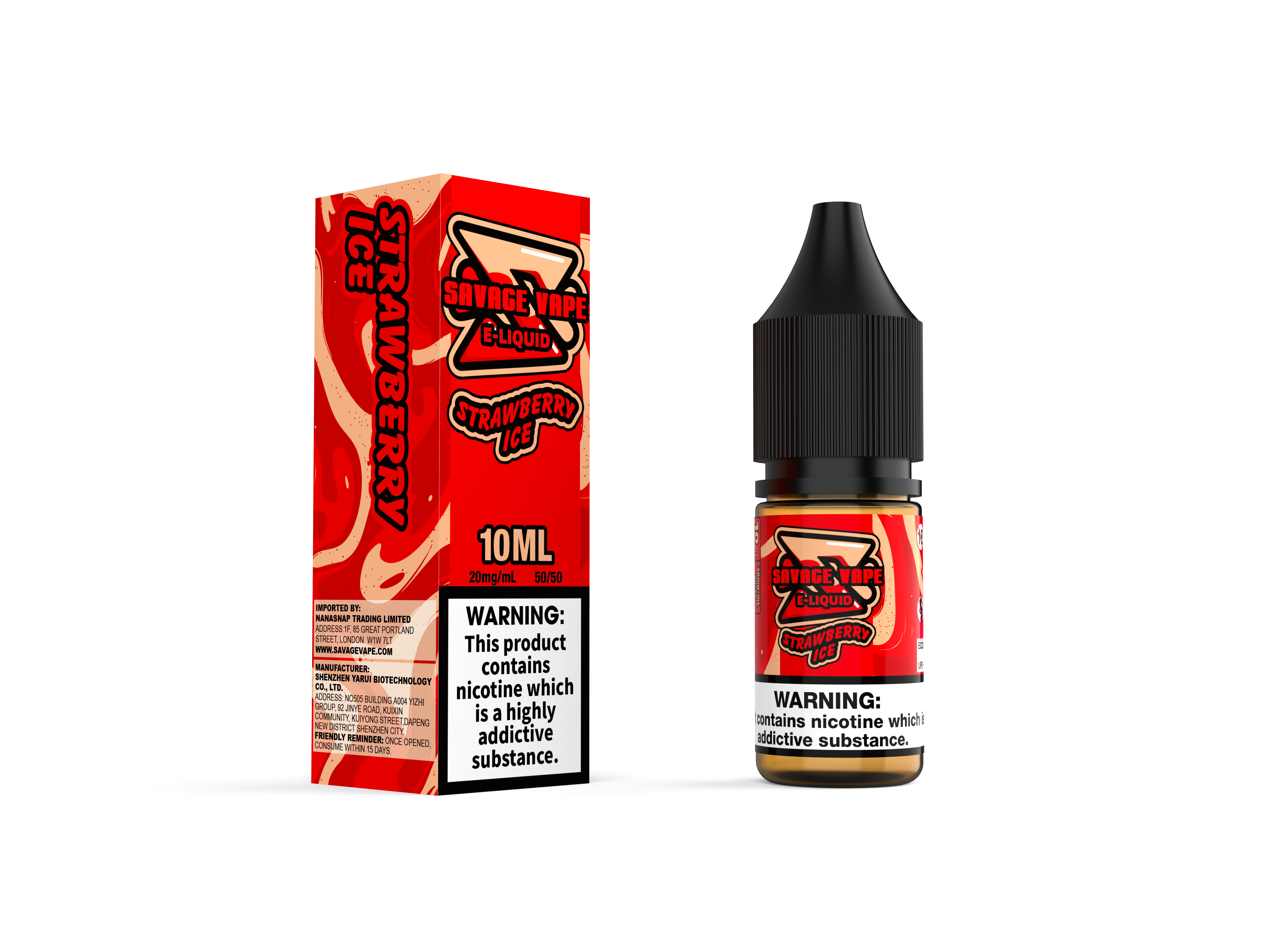 Savage vape e líquido 2mg nicotina sal 10ml TPD- Strawberry Ice