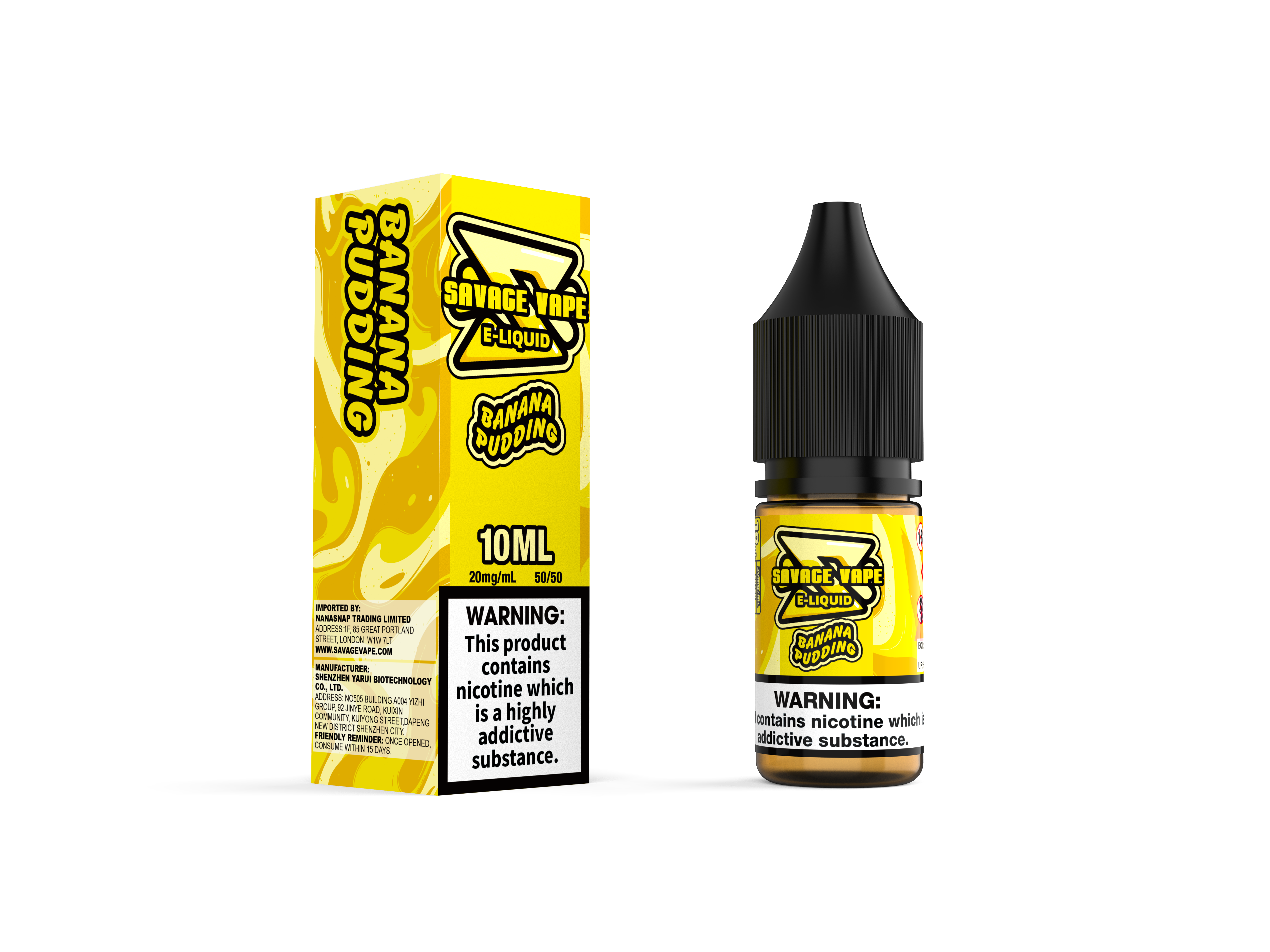 Savage vape e líquido 2mg de nicotina sal 10ml tpd- banana pudim 