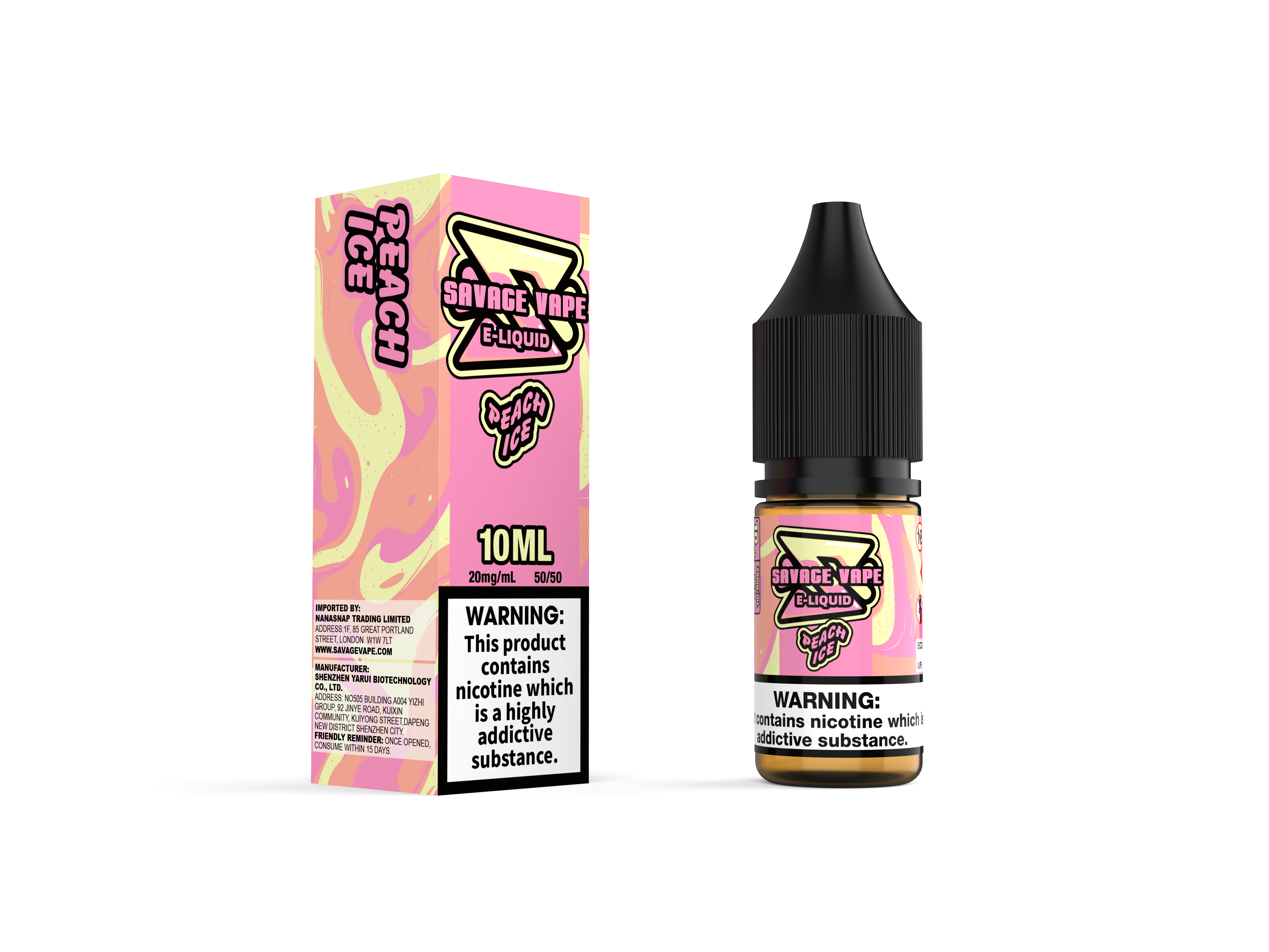 Savage vape e suco de 2 mg de nicotina sal 10ml tpd- pêssego gelo