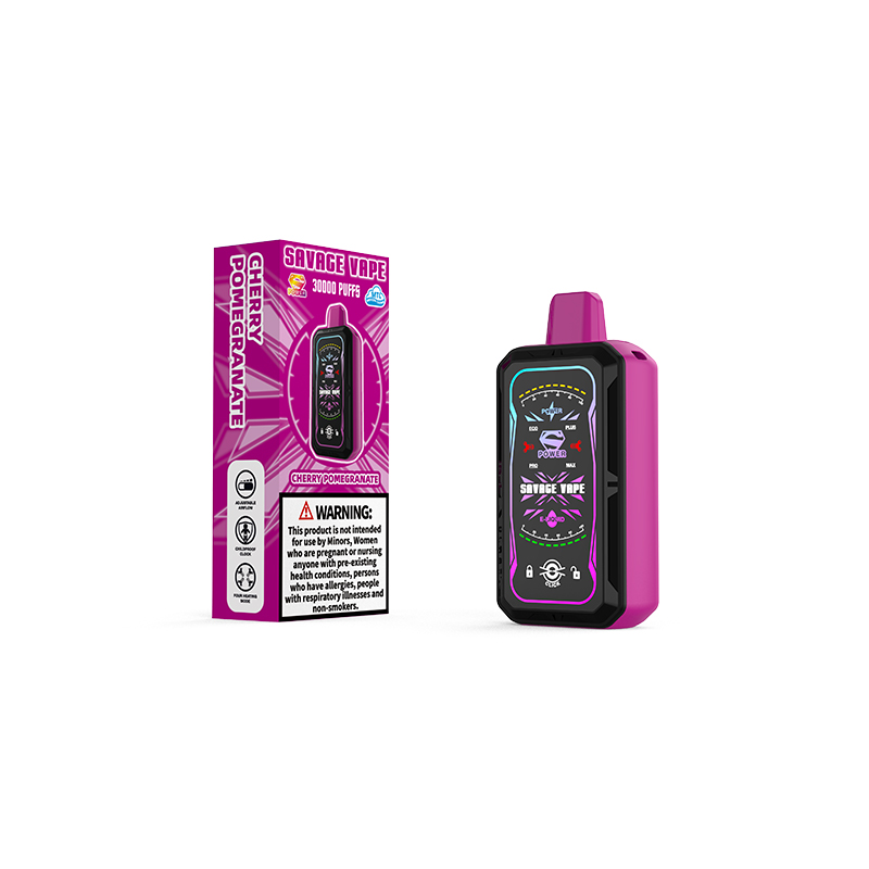 Savage S Power 30k Puff 30000 Vape descartável e cigarro com bateria de 700mAh tela completa - Sakura Grape