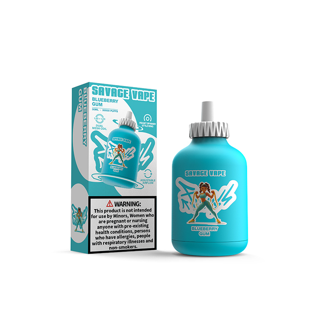 Savage Fitness 30000 Puffs Vape Descartável 30k E Cigarro Fluxo de Ar Ajustável 30ml Nic Sal Líquido-Azul Razz Limonada