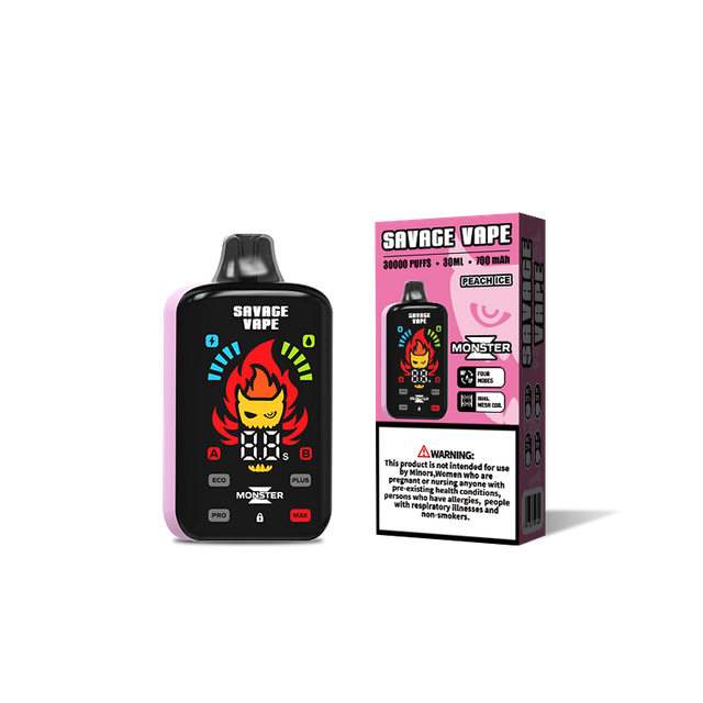 Atacado Savage Monster Z 30000 Puff 30k Vape descartável 25000 25k E Cigarette-Peach Ice