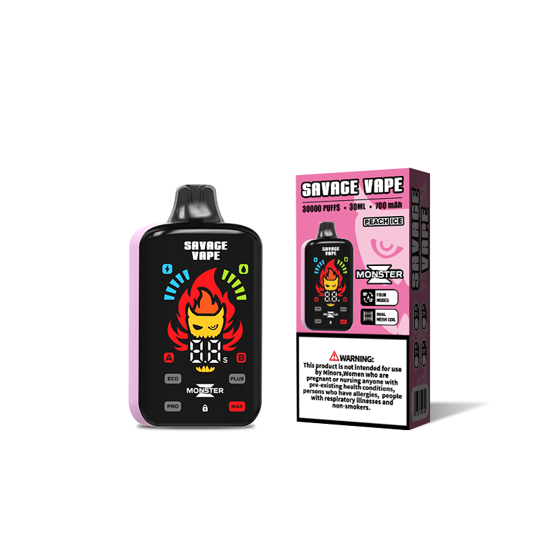 Atacado Savage Monster Z 30000 Puff 30k Vape descartável 25000 25k E Cigarette-Peach Ice