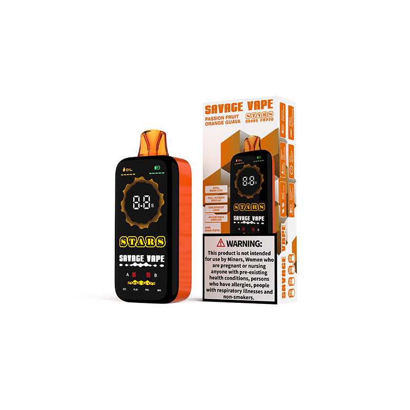 OEM ODM EU Warehouse Savage Stars 20000 Puff 20k Vape descartável cigarro eletrônico com tela de exibição Maracujá Laranja Goiaba