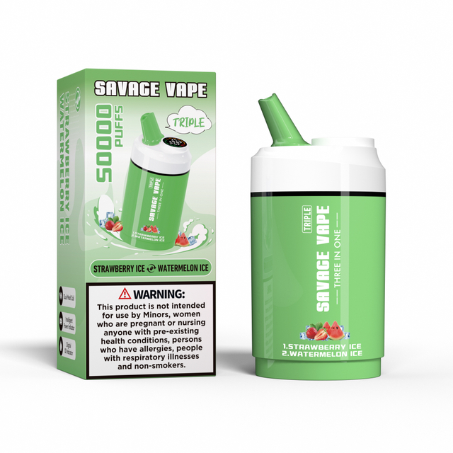 Savage Vape triplo 50000 Pufos 50k três em um 3 em 1 Vape descartável Vape Double Flavor-Blueberry Ice & Cherry Ice