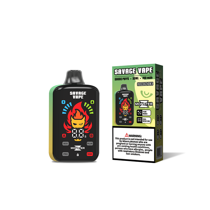 Monstro Savage original Z 30000 Puff 30k Vape E Vape E cigarro dupla bobina de malha 5% Nic Salt-Lemon Ice