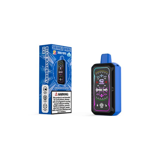 EU Warehouse Savage S Power 30k Puff 30000 Vape descartável E Cigarro Bobina de malha dupla 4 Potência ajustável 700mAh - Bluberry Raspberry