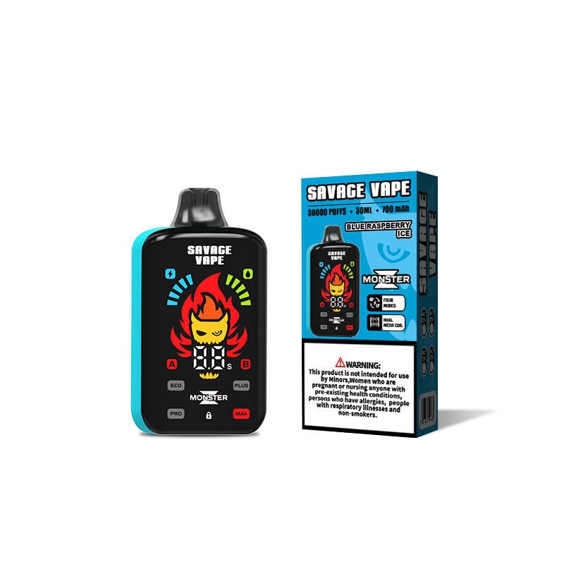 Armazém da UE Savage Monster Z 30000 Puff 30k Vape descartável e cigarro com bateria recarregável de 700mah-Gelo de framboesa azul