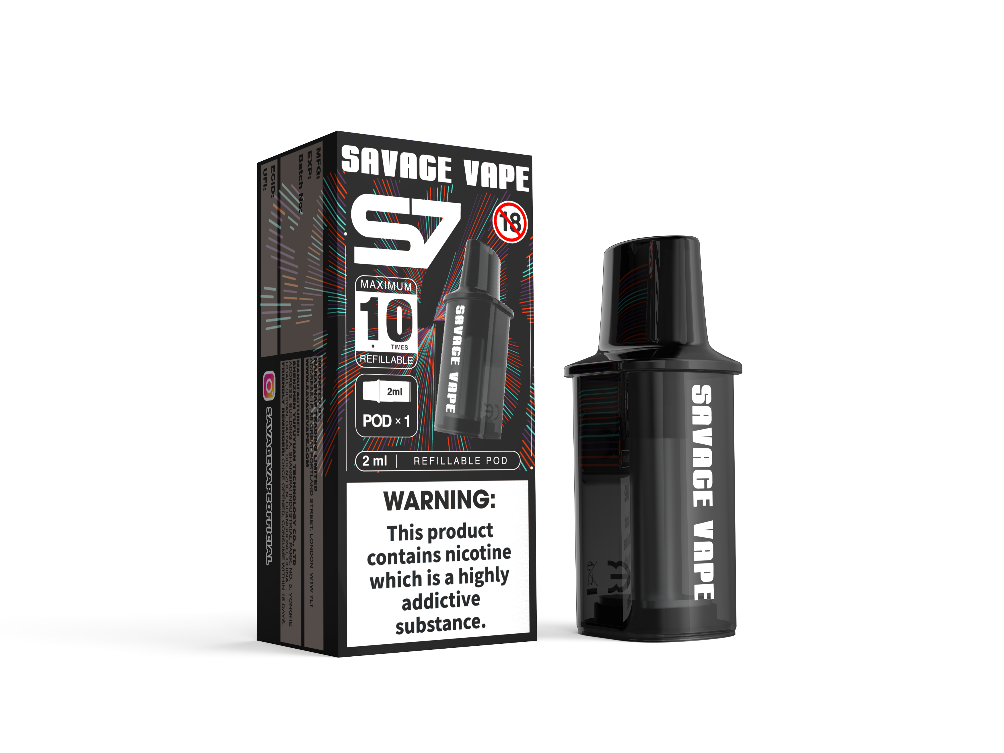 Savage Vape S7 REPLENTE RELECILÍVEL SUBSTITUIL 2ML POD KITS DESPEPITO DE 700mAH BATERAGEM - TPD