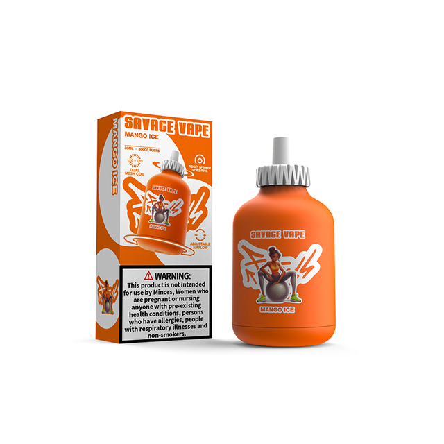 Atacado Savage Fitness 30K Puff 30000 Vape Descartável E Cigarro Fluxo de Ar Ajustável 30ml 50mg Nic Sal Líquido - Manga Gelo