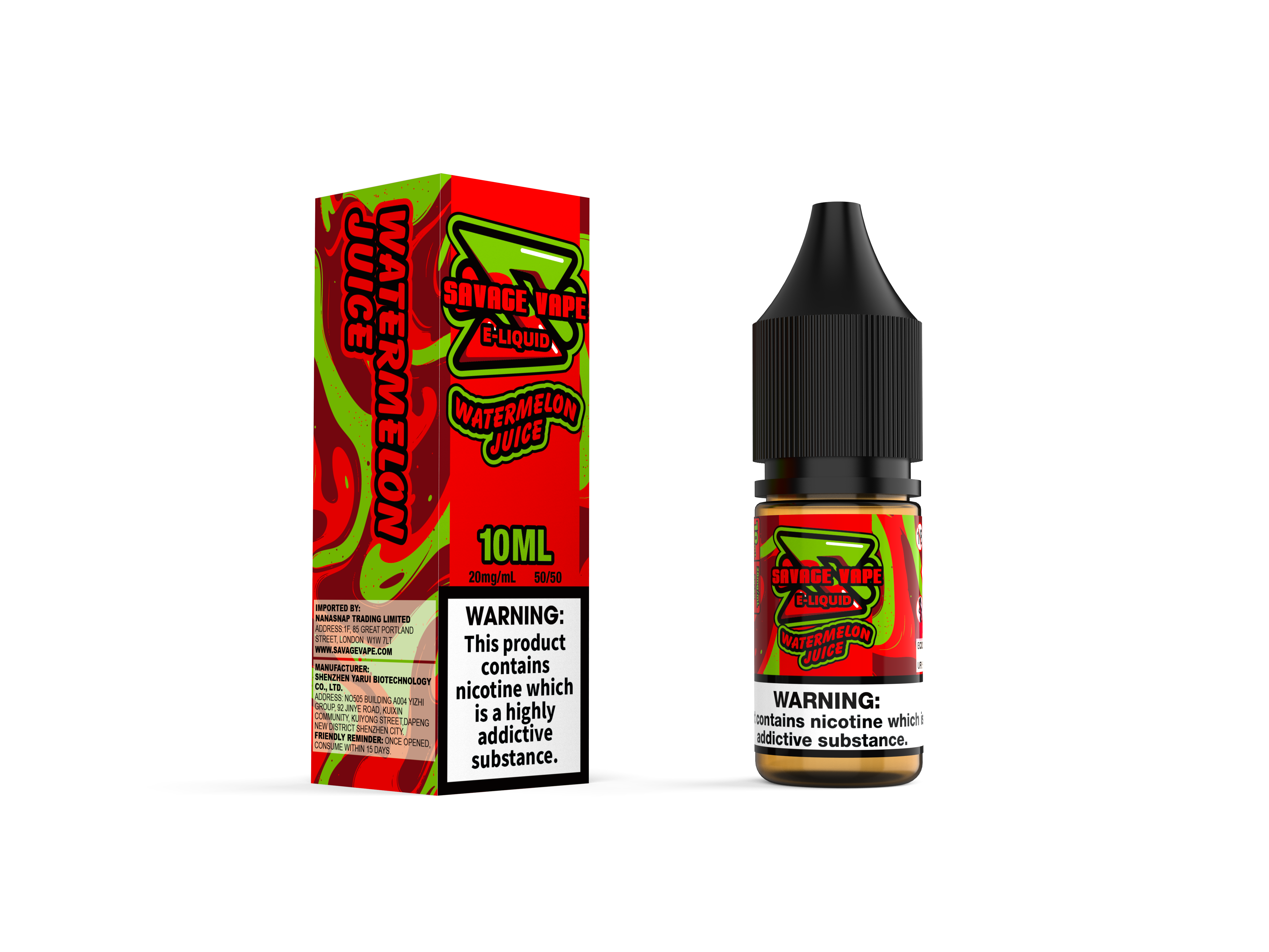 Vape selvagem e líquido 2mg nicotina sal 10ml TPD-Watermelon suculento